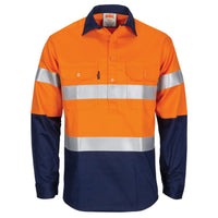 DNC Patron Saint Taped HiVis Flame Retardant & Arc Rated 2-Tone Long Sleeve Mens Shirt - 3407-Queensland Workwear Supplies