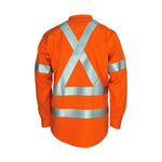 DNC Patron Saint Taped HiVis Flame Retardant & Arc Rated X-Back Long Sleeve Mens Shirt - 3408-Queensland Workwear Supplies