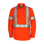 DNC Patron Saint Taped HiVis Flame Retardant & Arc Rated X-Back Long Sleeve Mens Shirt - 3408-Queensland Workwear Supplies