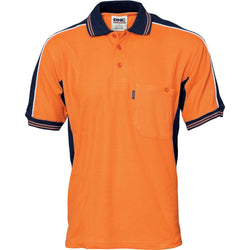 DNC Polyester Cotton Contrast Panel Short Sleeve Polo - 3895