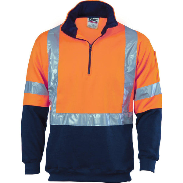 DNC Taped HiVis 2-Tone 1/2 Zip Fleecy - 3929-Queensland Workwear Supplies