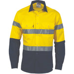 DNC Taped HiVis 2-Tone Cool-Breeze Long Sleeve Cotton Shirt - 3966-Queensland Workwear Supplies