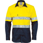 DNC Taped HiVis 2-Tone Cool-Breeze Long Sleeve Cotton Shirt - 3984-Queensland Workwear Supplies