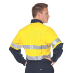 DNC Taped HiVis 2-Tone Cool-Breeze Long Sleeve Cotton Shirt - 3984-Queensland Workwear Supplies