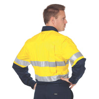 DNC Taped HiVis 2-Tone Cool-Breeze Long Sleeve Cotton Shirt - 3984-Queensland Workwear Supplies