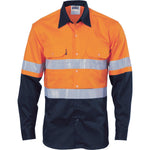 DNC Taped HiVis 2-Tone Cool-Breeze Long Sleeve Cotton Shirt - 3984-Queensland Workwear Supplies