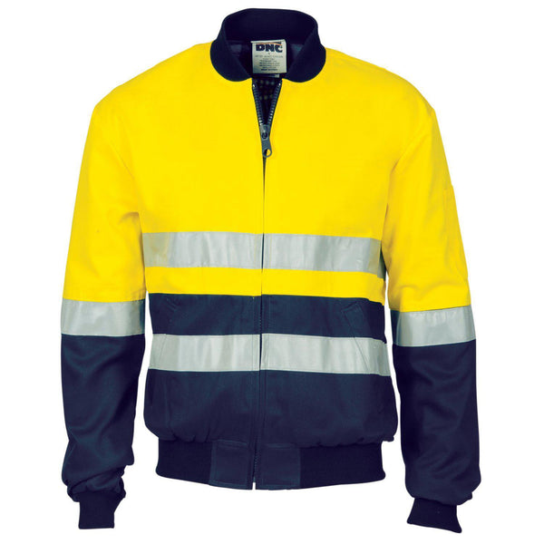 DNC Taped HiVis 2-Tone Cotton Bomber Jacket - 3758-Queensland Workwear Supplies