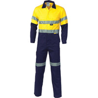 DNC Taped HiVis 2-Tone Cotton Drill Overalls - 3855-Queensland Workwear Supplies