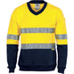 DNC Taped HiVis 2-Tone Cotton V-Neck Fleecy Sweatshirt - 3924