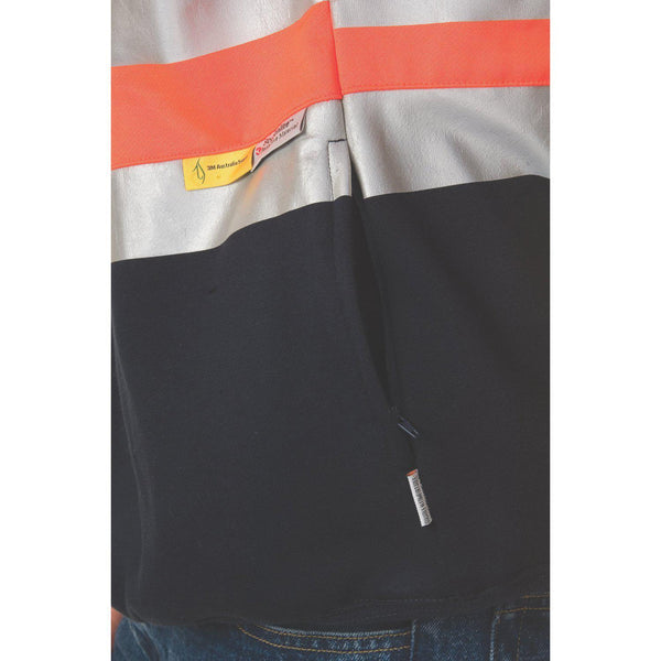 DNC Taped HiVis 2-Tone Cotton V-Neck Fleecy Sweatshirt - 3924-Queensland Workwear Supplies