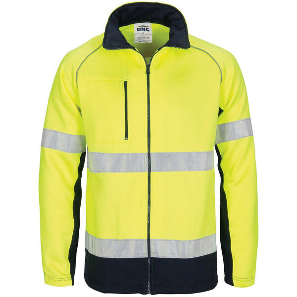 DNC Taped HiVis 2-Tone Full Zip Fleecy - 3726-Queensland Workwear Supplies