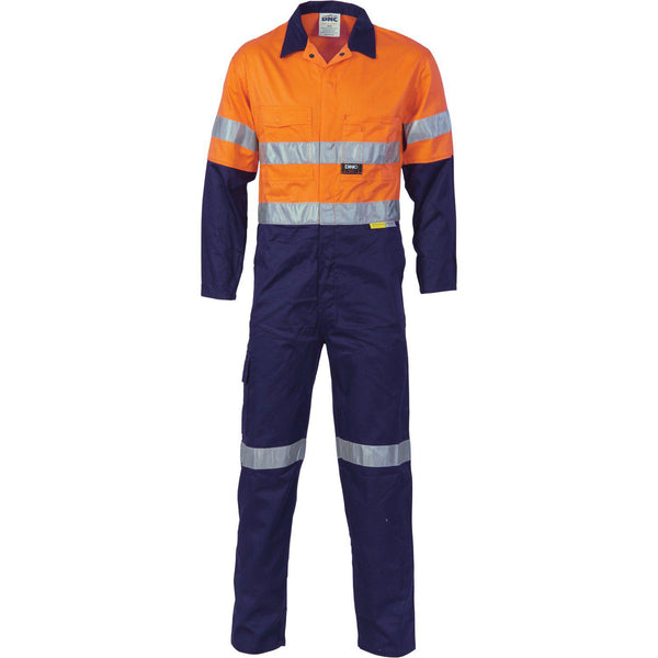 DNC Taped HiVis 2-Tone Light Weight Cotton Drill Overall - 3955-Queensland Workwear Supplies