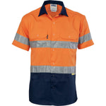 DNC Taped HiVis 2-Tone Light Weight Short Sleeve Cotton Shirt - 3887-Queensland Workwear Supplies