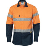 DNC Taped HiVis 2-Tone Long Sleeve Cotton Drill Shirt - 3736-Queensland Workwear Supplies