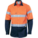 DNC Taped HiVis 2-Tone Long Sleeve Drill Shirt - 3836-Queensland Workwear Supplies