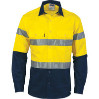 DNC Taped HiVis 2-Tone Long Sleeve Drill Shirt - 3982-Queensland Workwear Supplies