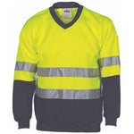 DNC Taped HiVis 2-Tone V-Neck Sweatshirt - 3921-Queensland Workwear Supplies