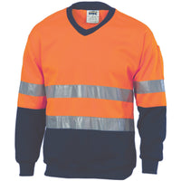 DNC Taped HiVis 2-Tone V-Neck Sweatshirt - 3921-Queensland Workwear Supplies