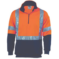 DNC Taped HiVis 2-Tone X-Back 1/2 Zip Fleecy - 3930-Queensland Workwear Supplies