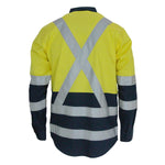 DNC Taped HiVis 2-Tone X-Back Light Weight Long Sleeve Cotton Shirt - 3547-Queensland Workwear Supplies