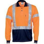 DNC Taped HiVis 2-Tone X-Back Long Sleeve Polo - 3714-Queensland Workwear Supplies