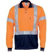 DNC Taped HiVis 2-Tone X-Back Long Sleeve Polo - 3714-Queensland Workwear Supplies