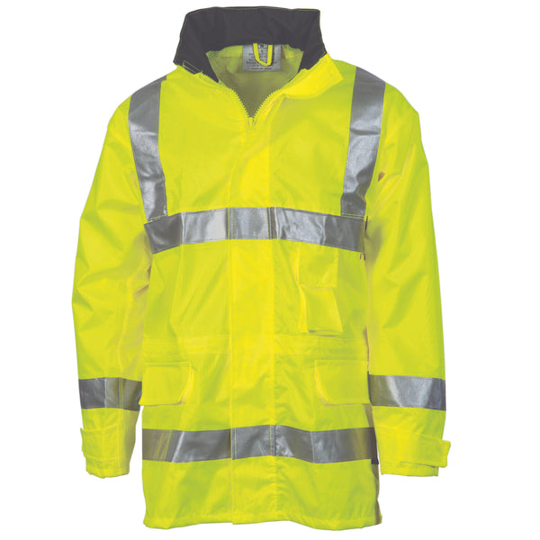 DNC Taped HiVis Breathable Rain Jacket - 3871-Queensland Workwear Supplies