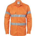 DNC Taped HiVis Cool-Breeze Light Weight Long Sleeve Cotton Shirt - 3967-Queensland Workwear Supplies