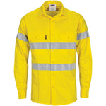 DNC Taped HiVis Cool-Breeze Light Weight Long Sleeve Cotton Shirt - 3967-Queensland Workwear Supplies