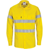 DNC Taped HiVis Cool-Breeze Light Weight Long Sleeve Cotton Shirt - 3967-Queensland Workwear Supplies