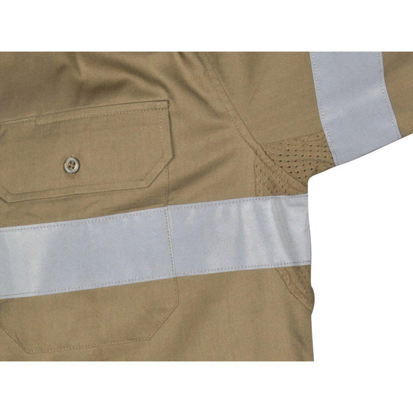 DNC Taped HiVis Cool-Breeze Light Weight Long Sleeve Cotton Shirt - 3967-Queensland Workwear Supplies