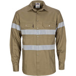 DNC Taped HiVis Cool-Breeze Light Weight Long Sleeve Cotton Shirt - 3967-Queensland Workwear Supplies