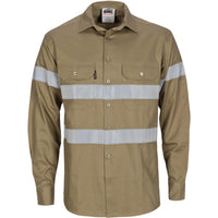 DNC Taped HiVis Cool-Breeze Light Weight Long Sleeve Cotton Shirt - 3967-Queensland Workwear Supplies