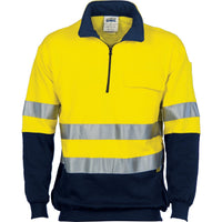 DNC Taped HiVis Cotton 1/2 Zip Fleecy - 3925-Queensland Workwear Supplies