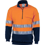 DNC Taped HiVis Cotton 1/2 Zip Fleecy - 3925-Queensland Workwear Supplies
