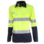 DNC Taped HiVis Flame Retardant & Arc Rated HRC2 2-Tone Long Sleeve Womens Shirt - 3457-Queensland Workwear Supplies
