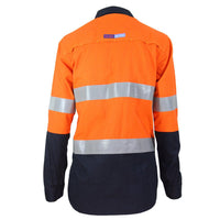 DNC Taped HiVis Flame Retardant & Arc Rated HRC2 2-Tone Long Sleeve Womens Shirt - 3457-Queensland Workwear Supplies