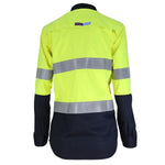 DNC Taped HiVis Flame Retardant & Arc Rated HRC2 2-Tone Long Sleeve Womens Shirt - 3457-Queensland Workwear Supplies