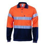 DNC Taped HiVis Jersey Long Sleeve Polo - 3916-Queensland Workwear Supplies