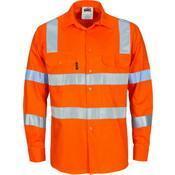 DNC Taped HiVis Light Weight Vic Rail Cotton Shirt - 3743-Queensland Workwear Supplies