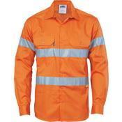 DNC Taped HiVis Long Sleeve Drill Shirt - 3835-Queensland Workwear Supplies