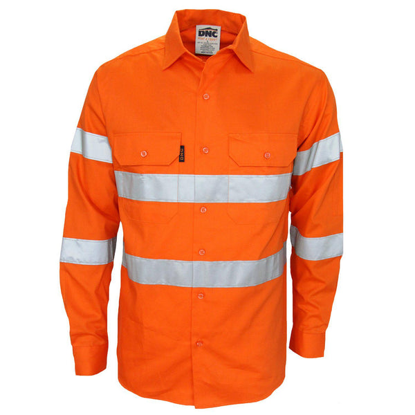 DNC Taped HiVis Long Sleeve Shirt - 3977-Queensland Workwear Supplies