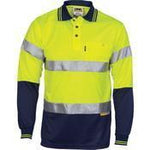 DNC Taped HiVis Micromesh Long Sleeve Polo - 3913-Queensland Workwear Supplies