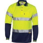 DNC Taped HiVis Micromesh Long Sleeve Polo - 3913-Queensland Workwear Supplies