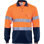 DNC Taped HiVis Micromesh Long Sleeve Polo - 3913-Queensland Workwear Supplies