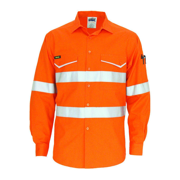 DNC Taped HiVis RipStop Long Sleeve Cotton Cool Shirt - 3590-Queensland Workwear Supplies