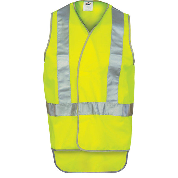 DNC Taped HiVis Safety Vest, With Tail & X-Back - 3802-Queensland Workwear Supplies