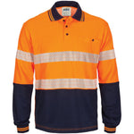 DNC Taped HiVis Segment Cotton Back Long Sleeve Polo - 3518-Queensland Workwear Supplies