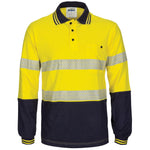 DNC Taped HiVis Segment Cotton Jersey Long Sleeve Polo - 3516-Queensland Workwear Supplies