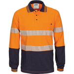 DNC Taped HiVis Segment Cotton Jersey Long Sleeve Polo - 3516-Queensland Workwear Supplies